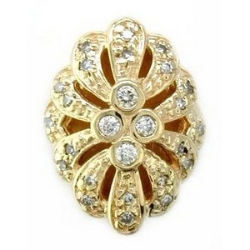 A3986 14K DIAMOND SLIDE WITH 4BURNISHED DIAMOND IN CENTER 